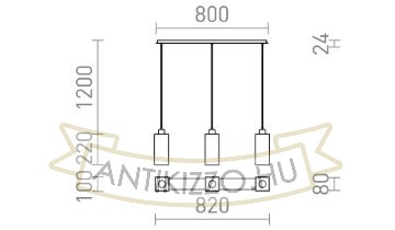 LIZ III 80 függő lámpa fekete üveg/króm 230V LED E27 3x15W