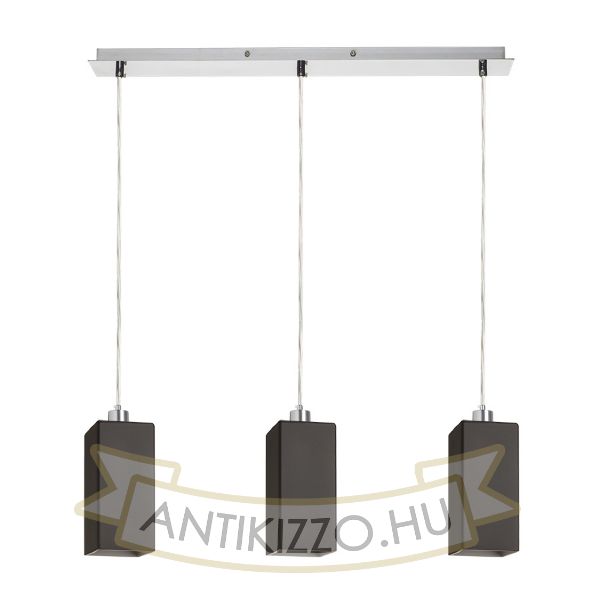 LIZ III 60 függő lámpa fekete üveg/króm 230V LED E27 3x15W