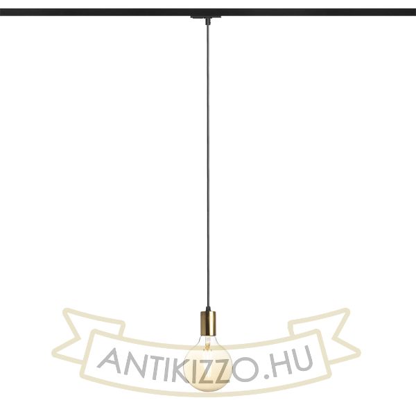 ARAQ egy áramkörös sínen függő lámpa  szálcsiszolt sárgaréz/fekete 230V LED E27 15W