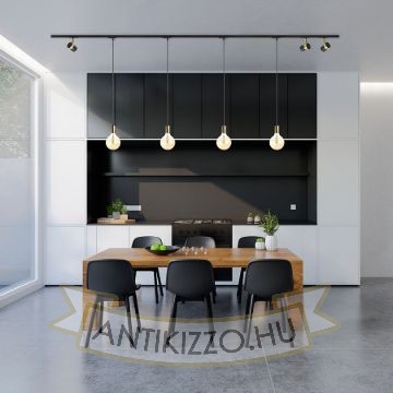 ARAQ egy áramkörös sínen függő lámpa  szálcsiszolt sárgaréz/fekete 230V LED E27 15W
