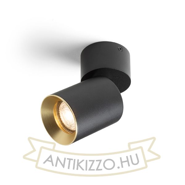DARIO mennyezeti lámpa fekete szálcsiszolt sárgaréz 230V LED GU10 9W
