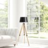 ALVIS/RIDICK állólámpa csillogó fekete arany fólia/bambusz/fekete 230V LED E27 15W