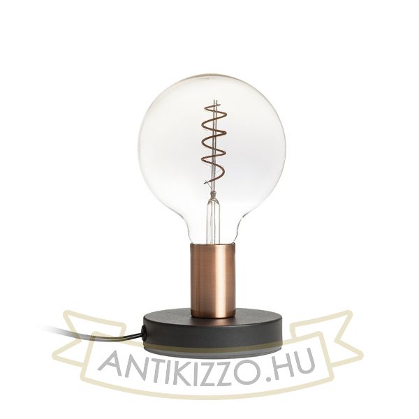 ALGOT asztali lámpa fekete szálcsiszolt réz 230V LED E27 15W