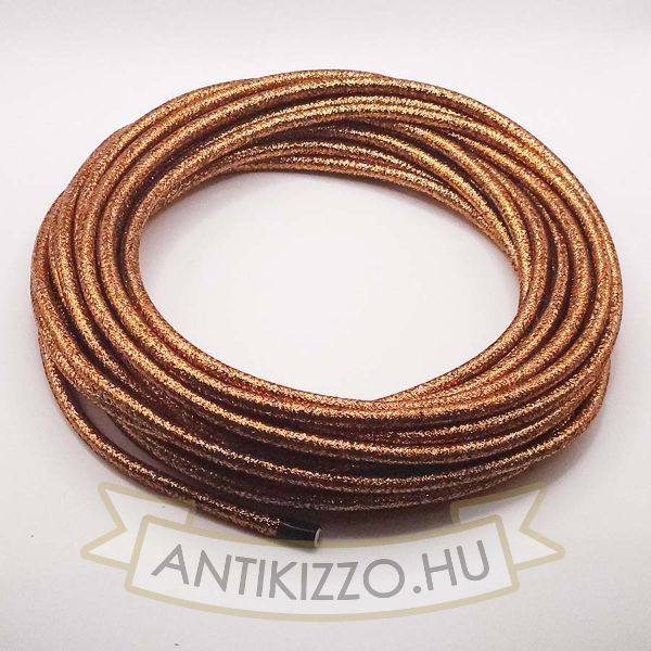 Fényes bronz fémestextil bevonatú vezeték 2x0,75 9,15 méter