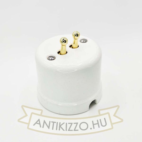 Porcelán billenő kapcsoló, falonkívüli, fehér, dupla alternatív, 106+6 MOTO