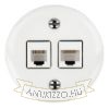 Fehér falon kívüli 2xCAT.5E porcelán falicsatlakozó aljzat