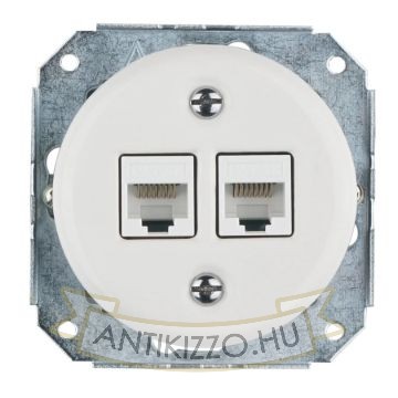 Kép Fehér porcelán dupla RJ45 süllyesztett csatlakozóbetét