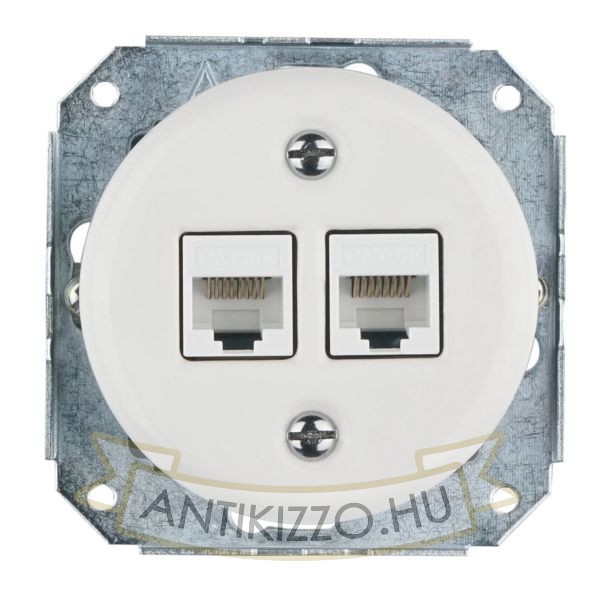 Kép Fehér porcelán dupla RJ45 süllyesztett csatlakozóbetét