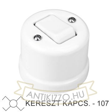 Fehér porcelán falon kívüli kereszt- billenőkapcsoló