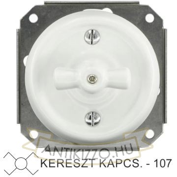 Kép Fehér porcelán kereszt forgókapcsoló betét, süllyesztett