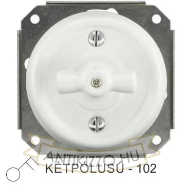 Kép Fehér porcelán kétpólusú forgókapcsoló betét, süllyesztett