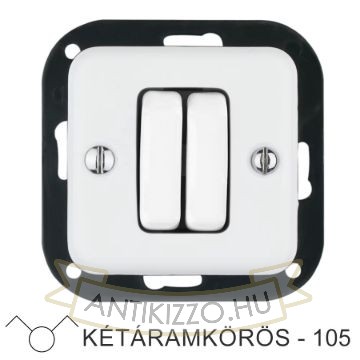 Kétáramkörös fehér süllyesztett kapcsolóbetét