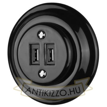 Kép Fekete porcelán USB csatlakozó aljzat kerettel - BONOLO