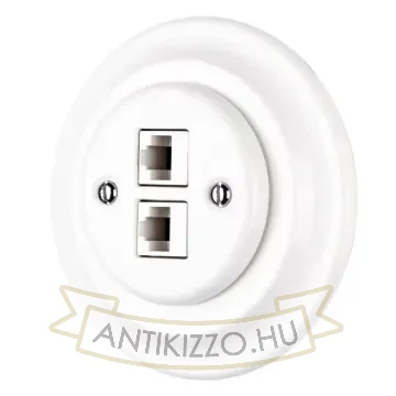 Dupla RJ45 aljzat fehér porcelán kerette