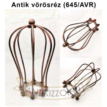 Antik vörösréz fém lámpa rács – csepp alakú, E27 búratartós rögzítéssel