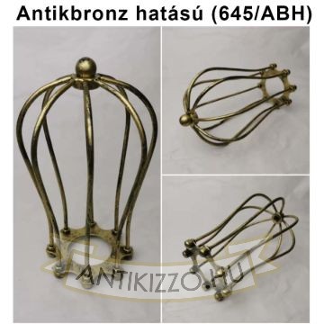 Antik bronz fém lámpa rács – csepp alakú, E27 búratartós rögzítéssel