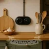 Retro fekete porcelán keret oldalsó és hátsó kábelbevezetéssel – 2-es