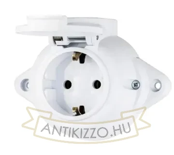 Falon kívüli IP44 konnektor fehér retro kivitelben