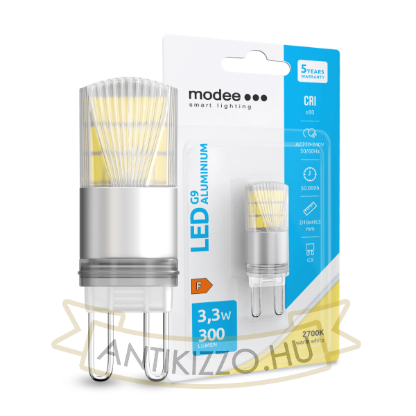 Modee Lighting LED Izzó G9 Aluminium 3,3W 2700K (300 lumen)