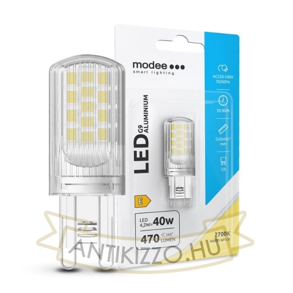 Modee Lighting LED Izzó G9 Aluminium 4,2W 2700K (470 lumen) ERP B1
