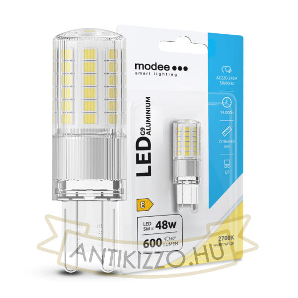 Modee Lighting LED Izzó G9 Aluminium 5W 2700K (600 lumen) ERP B1