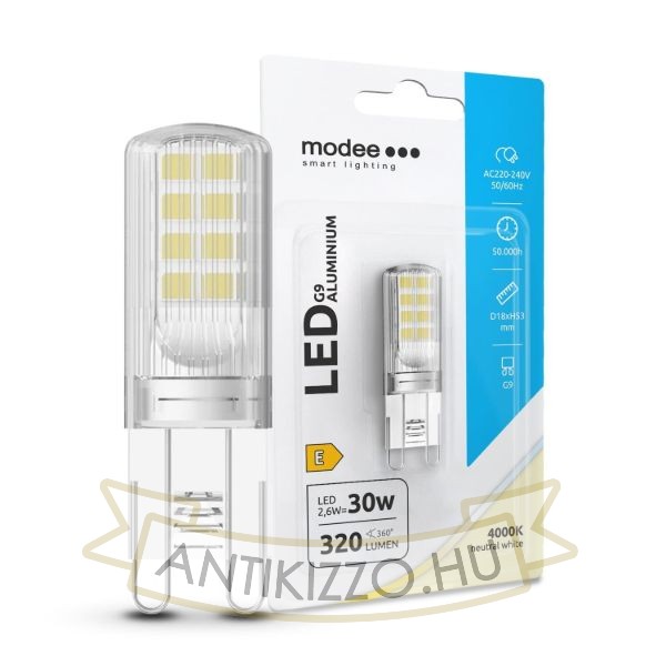 Modee Lighting LED Izzó G9 Alumínium 2,6W 4000K (320 lumen) ERP B1