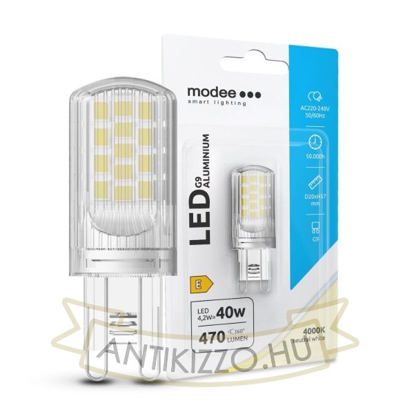 Modee Lighting LED Izzó G9 Aluminium 4,2W 4000K (470 lumen) ERP B1