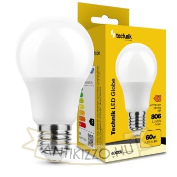 Technik LED Izzó Globe A60 8,8W E27 360° 4000K (806 lumen) ERP