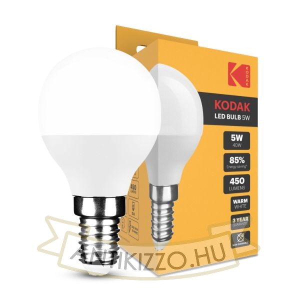 KODAK Max LED Izzó Globe Mini G45 5W E14 270° 2700K (450 lumen)