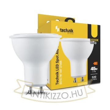 Technik LED Izzó Spot Alu-Plastic 7W GU10 100° 2700K (520 lumen)