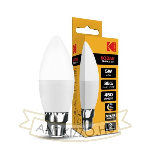 KODAK Max LED Izzó Gyertya (Candle) C37 5W B22 270° 6000K (450 lumen)