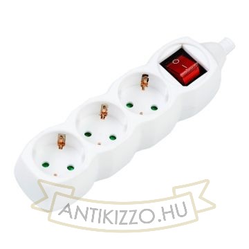 Technik Szerelhető Elosztó 3 utas + kapcsoló (fehér) 16A