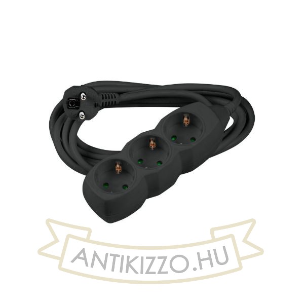 Technik Elosztó 3 utas 3m kábellel 1,5mm2 rézkábel (fekete) 16A
