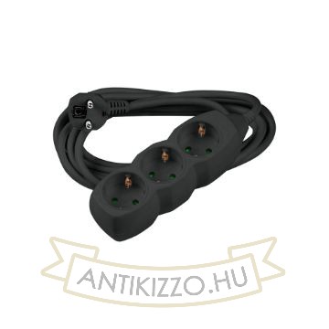 Technik Elosztó 3 utas 5m kábellel 1,5mm2 rézkábel (fekete) 16A
