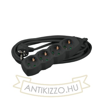 Technik Elosztó 4 utas 5m kábellel 1,5mm2 rézkábel (fekete) 16A