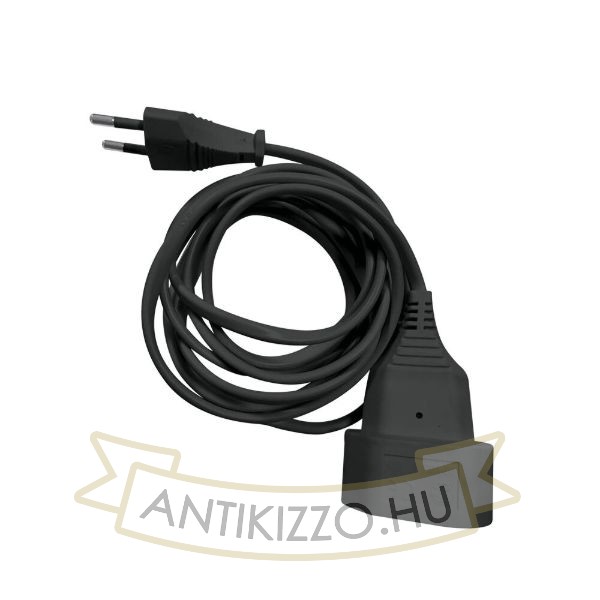 Technik Hosszabbító Hálózati Kábel Földeletlen Fekete 5m kábellel 2x0,75mm2
