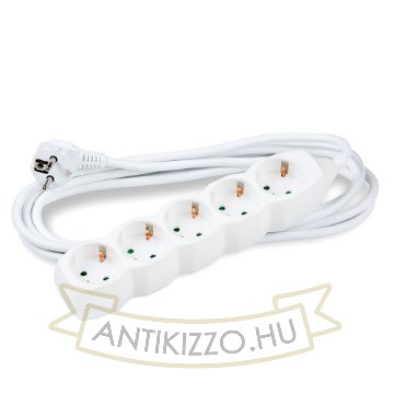 Technik Elosztó 5 utas 1,5m kábellel 1,5mm2 rézkábel (fehér) 16A