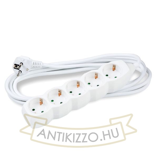 Technik Elosztó 5 utas 1,5m kábellel 1,5mm2 rézkábel (fehér) 16A