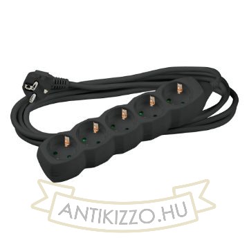 Technik Elosztó 5 utas 3m kábellel 1,5mm2 rézkábel (fekete) 16A