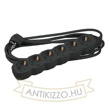 Technik Elosztó 6 utas 1,5m kábellel 1,5mm2 rézkábel (fekete) 16A