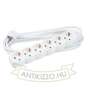 Technik Elosztó 6 utas 5m kábellel 1,5mm2 rézkábel (fehér) 16A