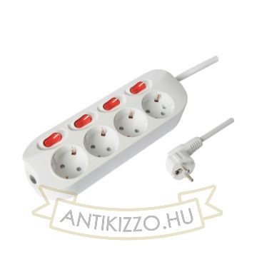 Technik Professional Elosztó 4 utas 1,5m kábel 1,5mm2 rézkábel + 4 kapcsoló 16A