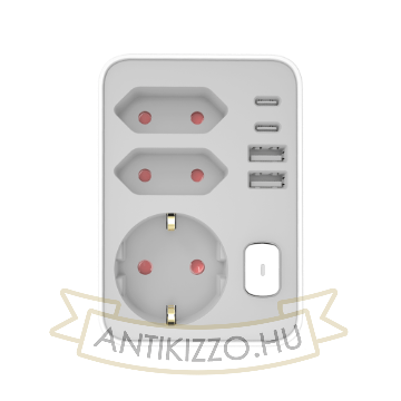 Technik Professional WG Elosztó Fali 3 utas + 2 x USB-C + 2 x USB-A + kapcsoló