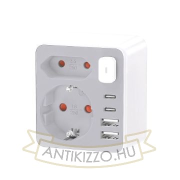 Technik Professional WG Elosztó Fali 2 utas + 2 x USB-C + 2 x USB-A + kapcsoló