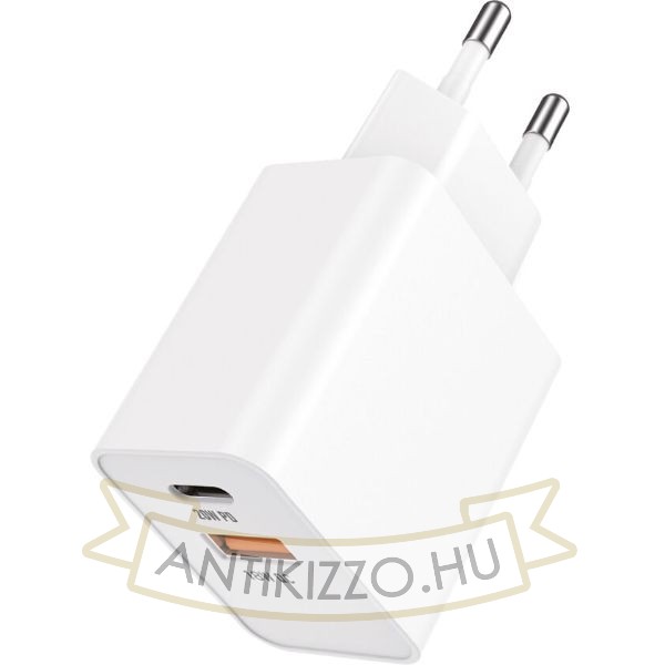 Technik Hálózati Adapter USB A+C  (fast charger) 20W Fehér