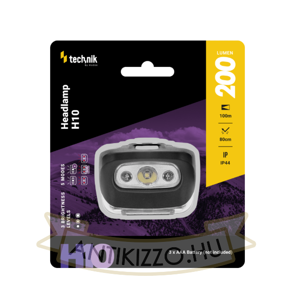 Technik Fejlámpa H10 (3xAAA) LED + piros fény (200 lumen)