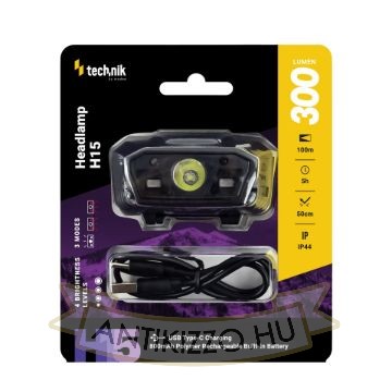 Technik Fejlámpa H15 (akkumulátoros) CREE LED + USB Type-C (300 lumen)