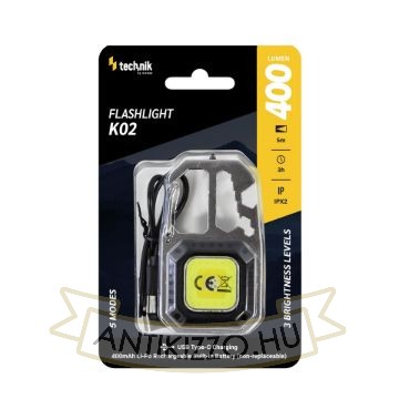 Technik Elemlámpa K02 (akkumulátoros 400mAh) COB LED + USB-C (400 lumen)