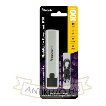 Technik Elemlámpa P10 (akkumulátoros) XPE LED +powerbank +micro USB (100 lumen)