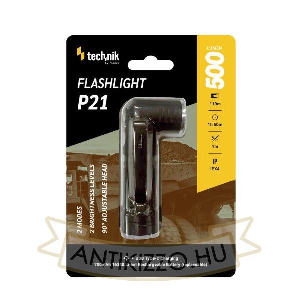 Technik Elemlámpa P21 (+1x16340 700mAh) OSRAM P8 LED (500 lumen)